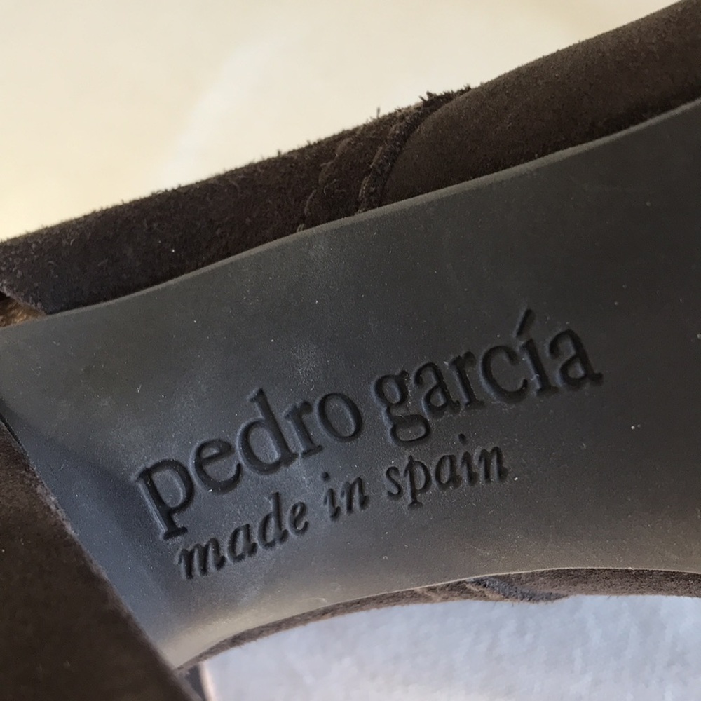 Pedro Garcia stilletto Heel sz 38.5 open toe back strap brown suede cork footbed - Picture 12 of 12